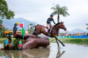 Astier Nicolas FRA and Piaf de B'Neville competing in the Cross country phase at the Rio 2016 Olympic games Pic Arnd Bronkhorst